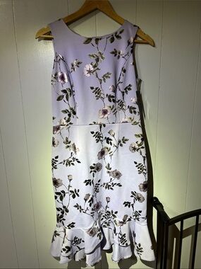 M.STUDIO Lavender Floral Ruffle-Hem Dress